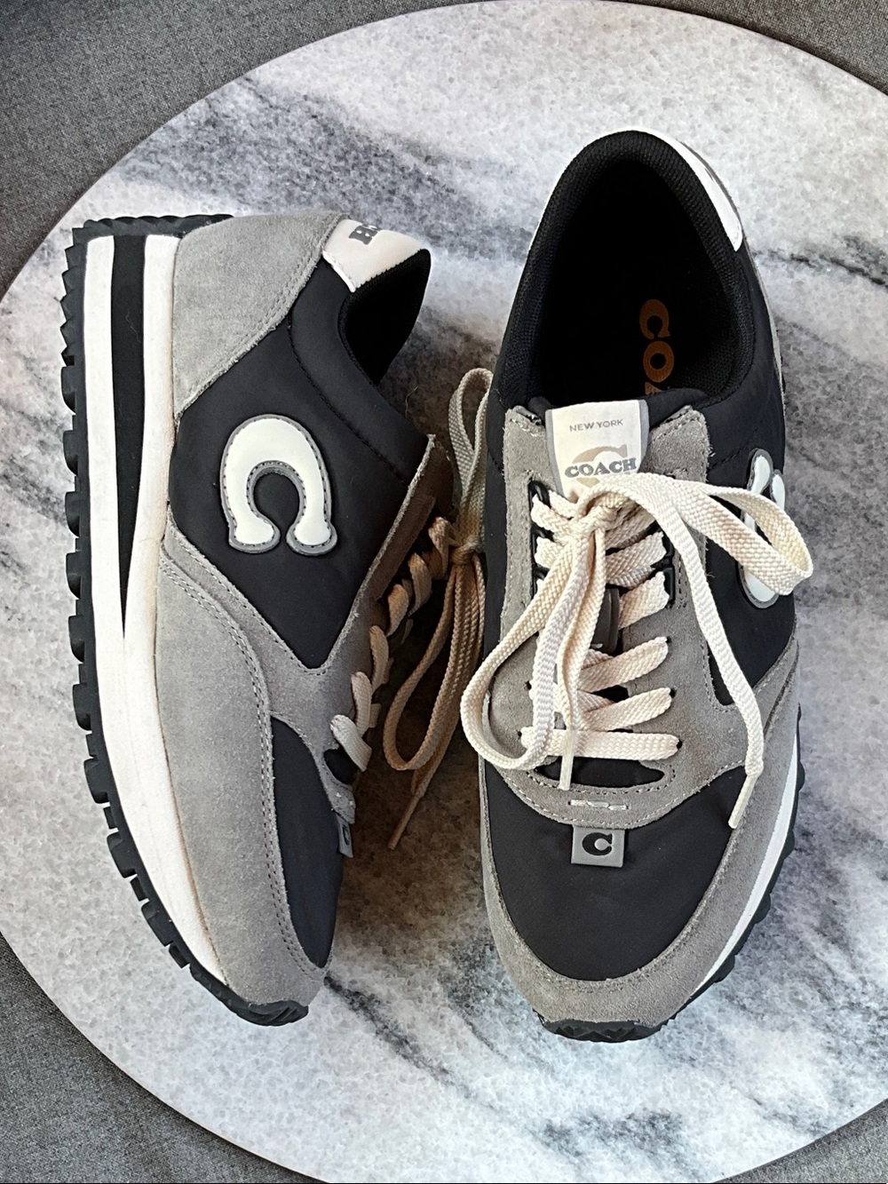 Coach Gray, Black and Cream Women's Retro Sneakers